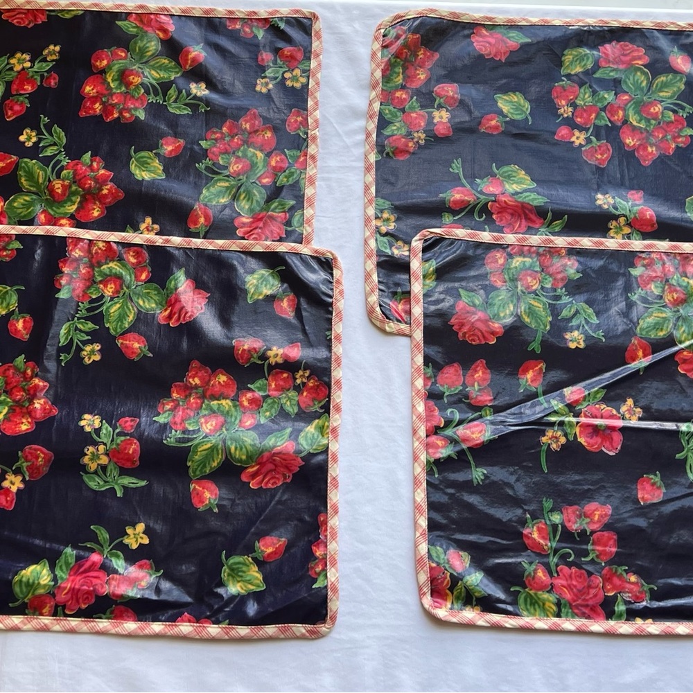 4PC April Cornell Home Collection Strawberry Oil PM Rose Floral Placemat SET - Picture 9 of 16